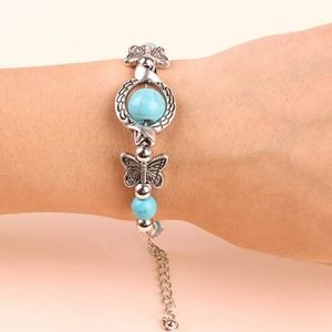 NEW Turquoise Silver Butterfly Bracelet